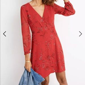 Madewell Hazelwood Wrap Mini Dress in Red sz 00 print pattern